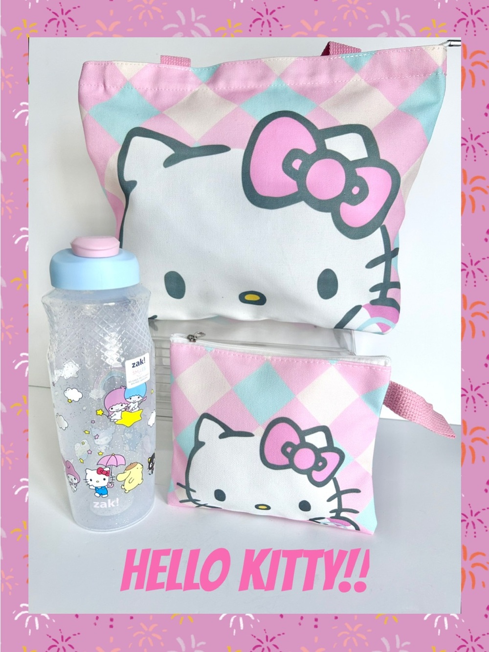 🩷(HK410) Hello Kitty Adorable 3-Piece Tote Bag Bundle!